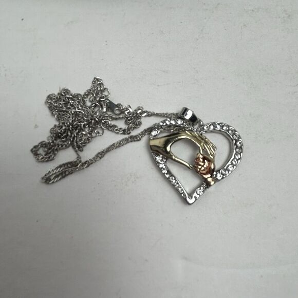 Vintage 21" 18kt Gold Plated Statement Necklace w/ Heart Pendant - Picture 5 of 5